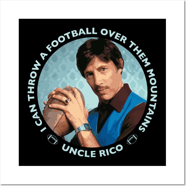 Uncle Rico - Football - Mountains - Blue Wall Art by Barn Shirt USA